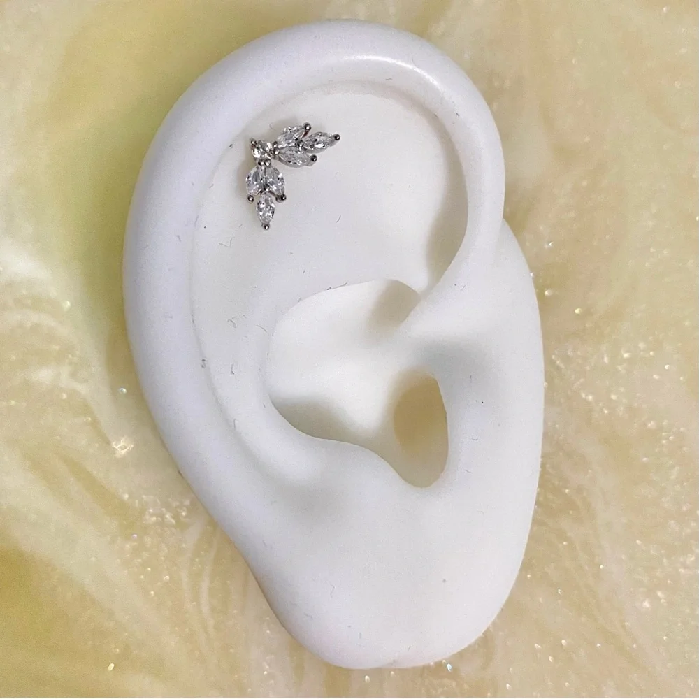 S925 sterling Silver Leaf Stud Earring